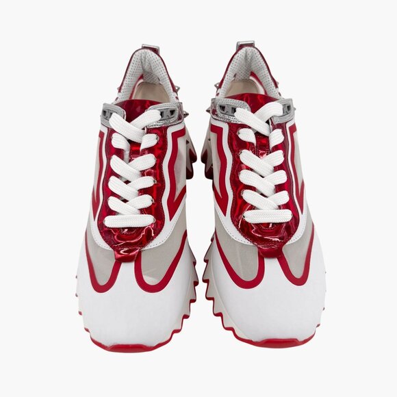 Christian Louboutin Sharkina White Mesh Red Sneakers Size 38 US 8 Women's 6967 - Picture 3 of 15